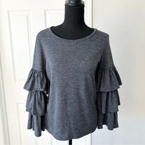 Banana Republic Tiered Ruffle Long Sleeves Stretch  Blouse